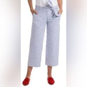 Vineyard Vines Belted Cropped Pants Blue Stripe Size 2